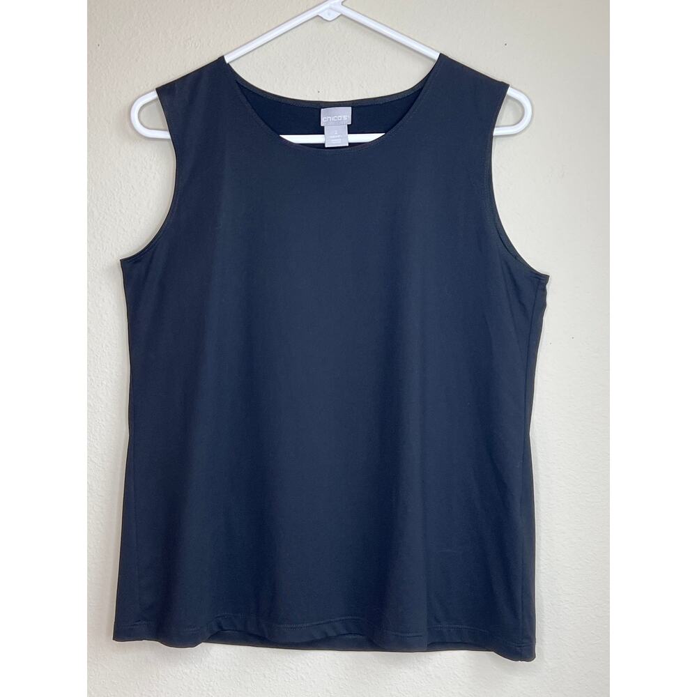 Chicos Black Sleeveless Microfiber Tank Top Size 2 Medium Large